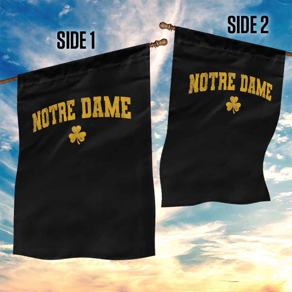 Notre Dame Indiana State Garden Flag Vintage Varsity Sports Jersey Style Gold Shamrock