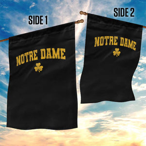 Notre Dame Indiana State Garden Flag Vintage Varsity Sports Jersey Style Gold Shamrock