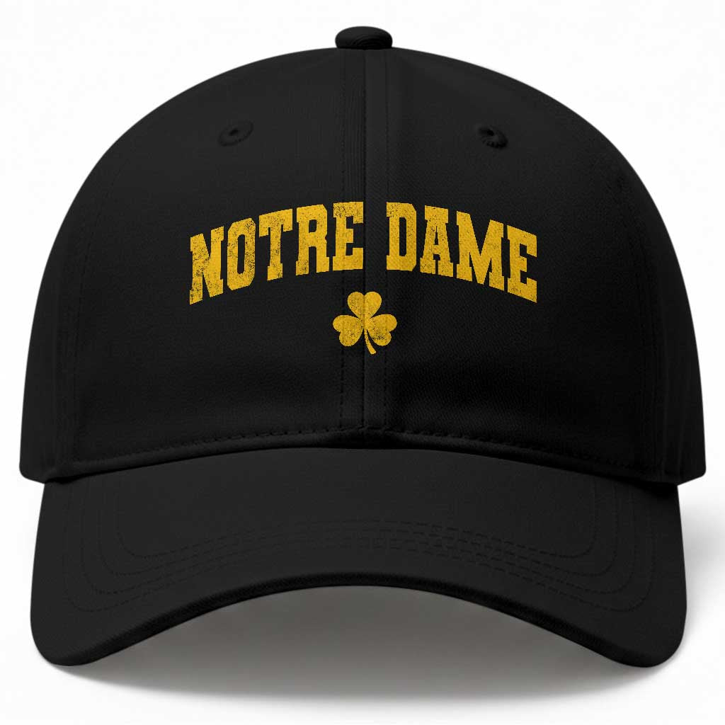 Notre Dame Indiana State Baseball Cap Vintage Varsity Sports Jersey Style Gold Shamrock TS11 Print Your Wear