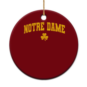 Notre Dame Indiana State Ceramic Ornament Vintage Varsity Sports Jersey Style Gold Shamrock