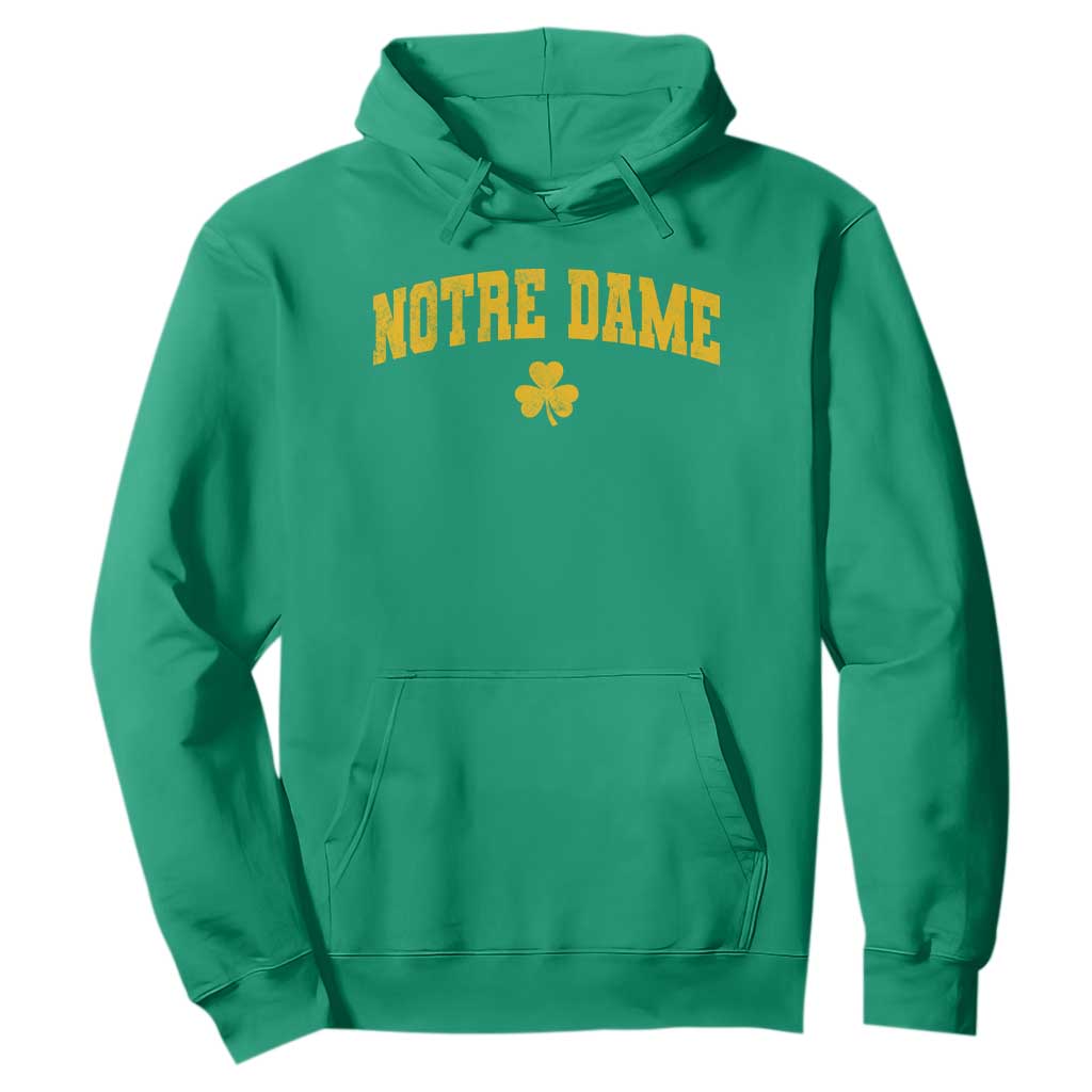 Notre Dame Indiana State Hoodie Vintage Varsity Sports Jersey Style Gold Shamrock TS11 Irish Green Print Your Wear