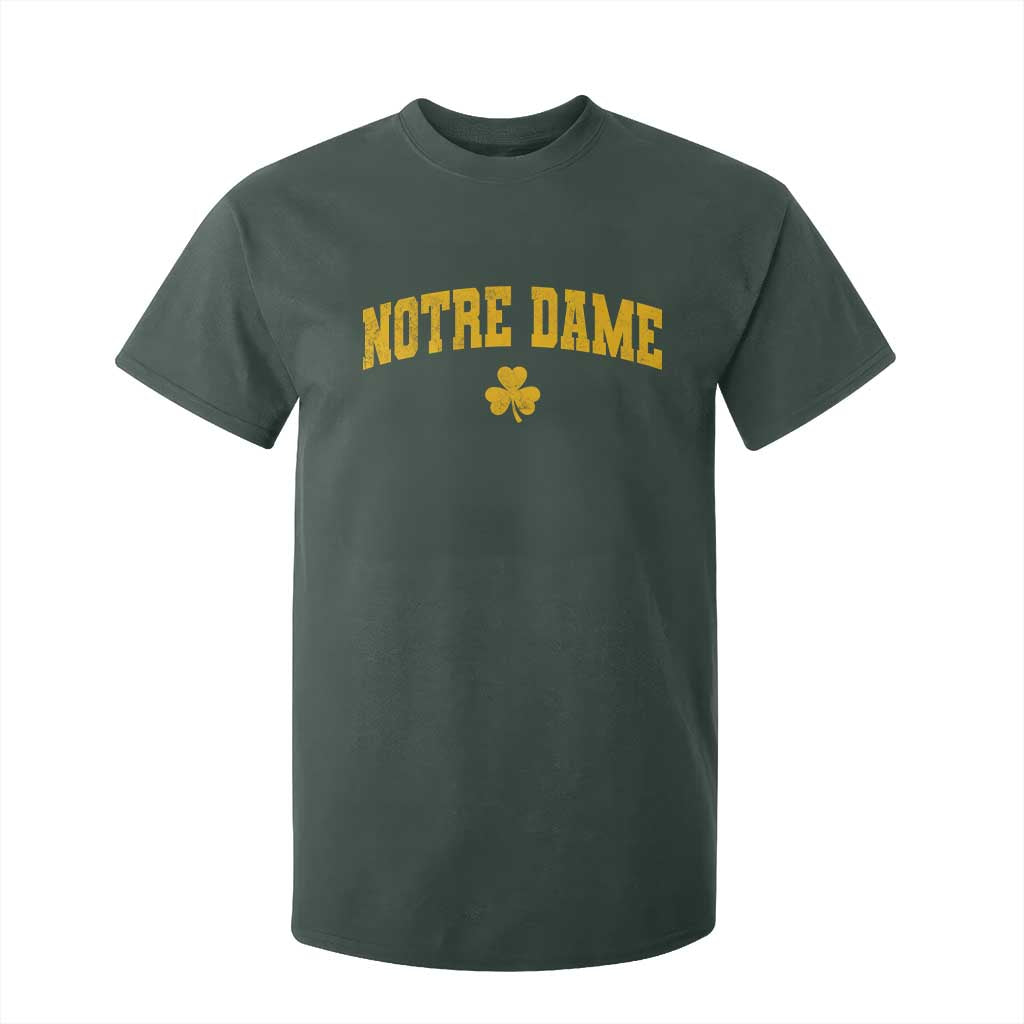 Notre Dame Indiana State T Shirt For Kid Vintage Varsity Sports Jersey Style Gold Shamrock
