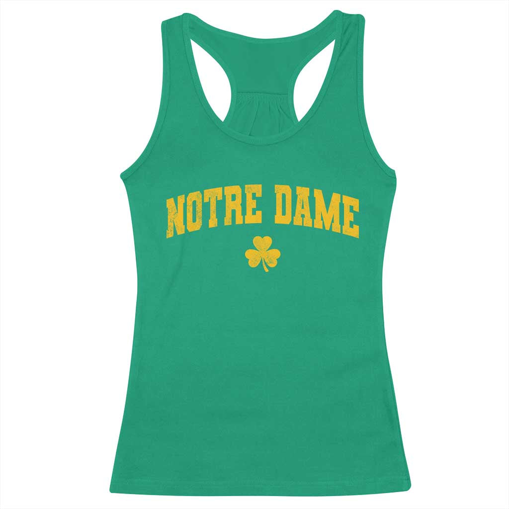Notre Dame Indiana State Racerback Tank Top Vintage Varsity Sports Jersey Style Gold Shamrock TS11 Irish Green Print Your Wear