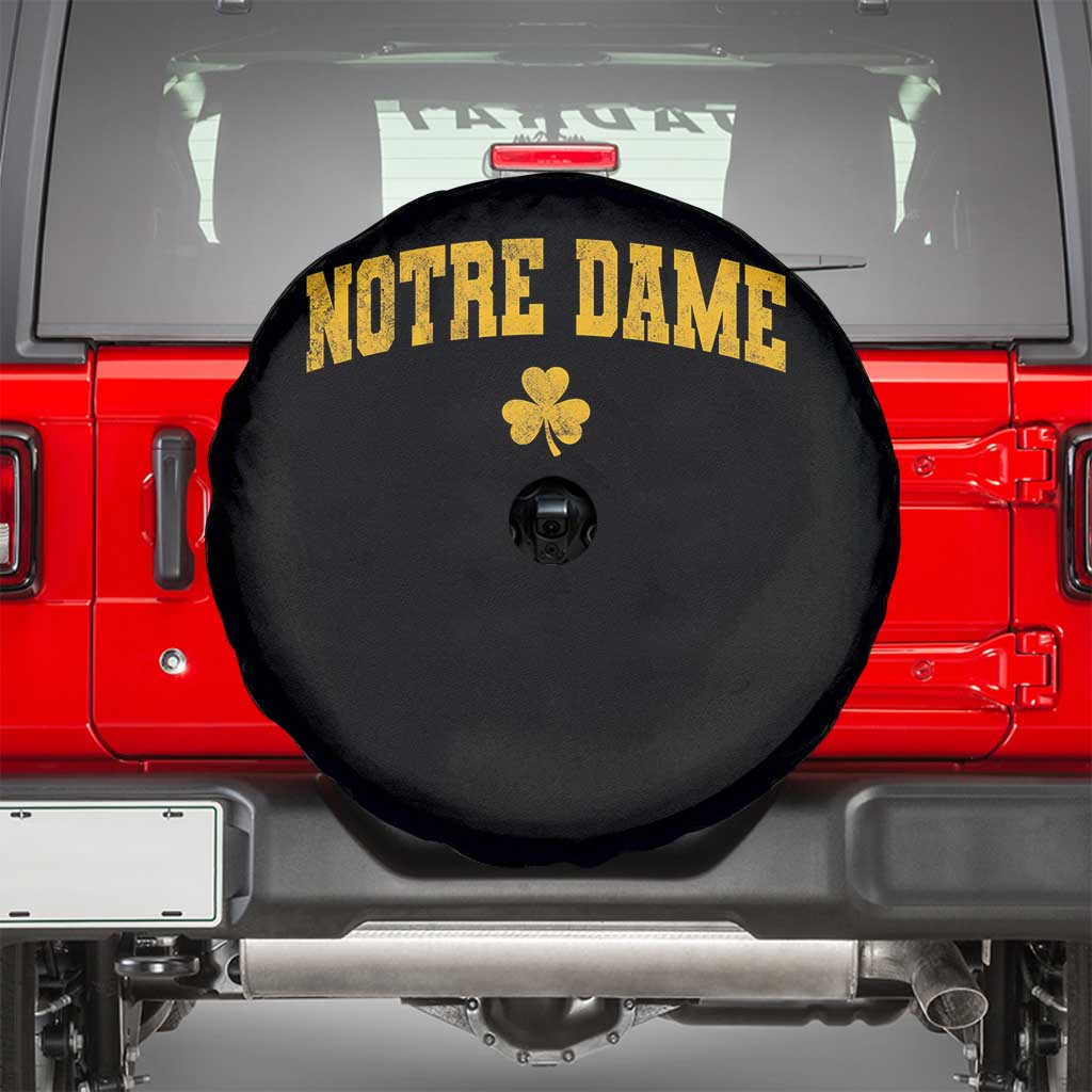 Notre Dame Indiana State Spare Tire Cover Vintage Varsity Sports Jersey Style Gold Shamrock