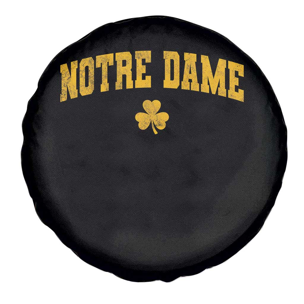 Notre Dame Indiana State Spare Tire Cover Vintage Varsity Sports Jersey Style Gold Shamrock