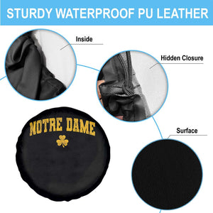 Notre Dame Indiana State Spare Tire Cover Vintage Varsity Sports Jersey Style Gold Shamrock