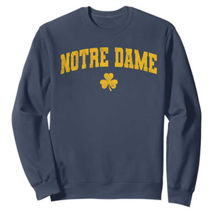 Notre Dame Indiana State Sweatshirt Vintage Varsity Sports Jersey Style Gold Shamrock