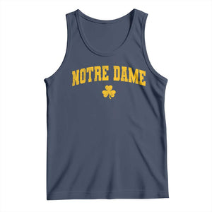 Notre Dame Indiana State Tank Top Vintage Varsity Sports Jersey Style Gold Shamrock