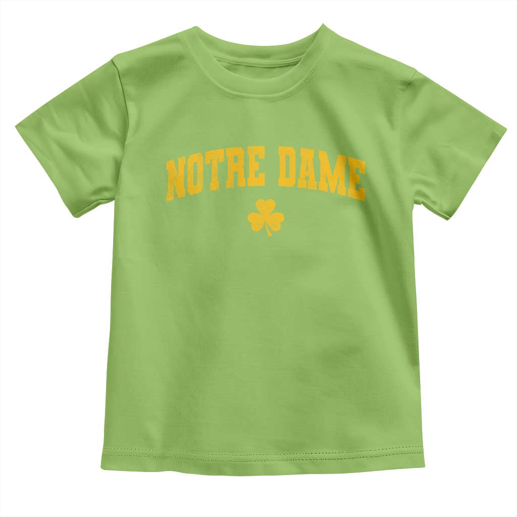 Notre Dame Indiana State Toddler T Shirt Vintage Varsity Sports Jersey Style Gold Shamrock
