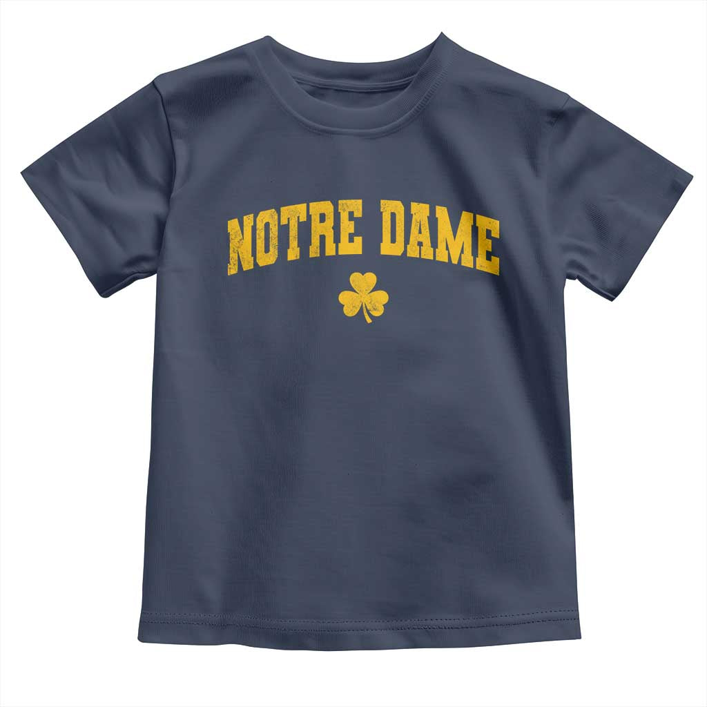 Notre Dame Indiana State Toddler T Shirt Vintage Varsity Sports Jersey Style Gold Shamrock