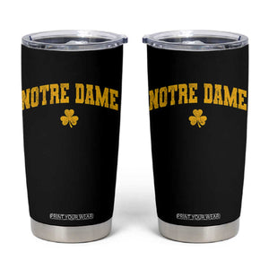 Notre Dame Indiana State Tumbler Cup Vintage Varsity Sports Jersey Style Gold Shamrock