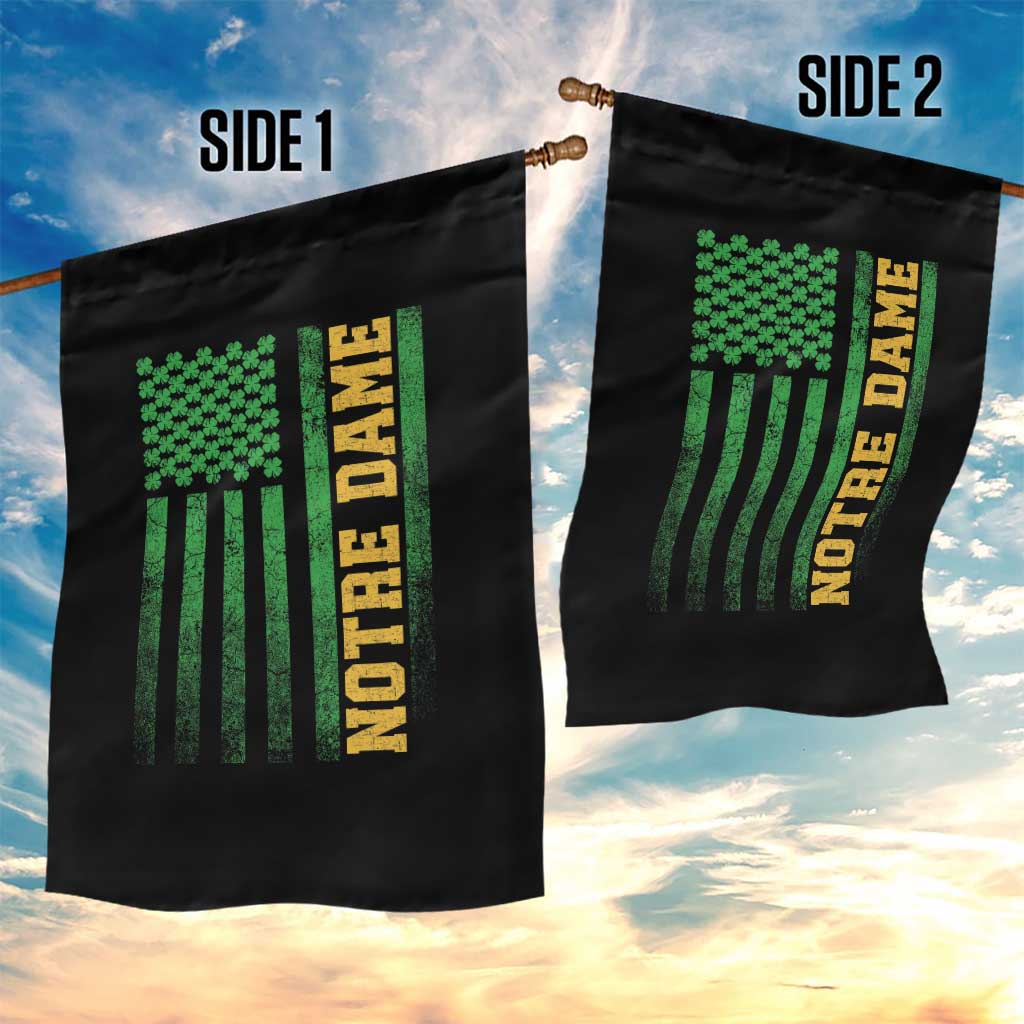 Vintage Notre Dame Indiana Shamrock American Flag Garden Flag