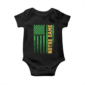 Vintage Notre Dame Indiana Shamrock American Flag Baby Onesie