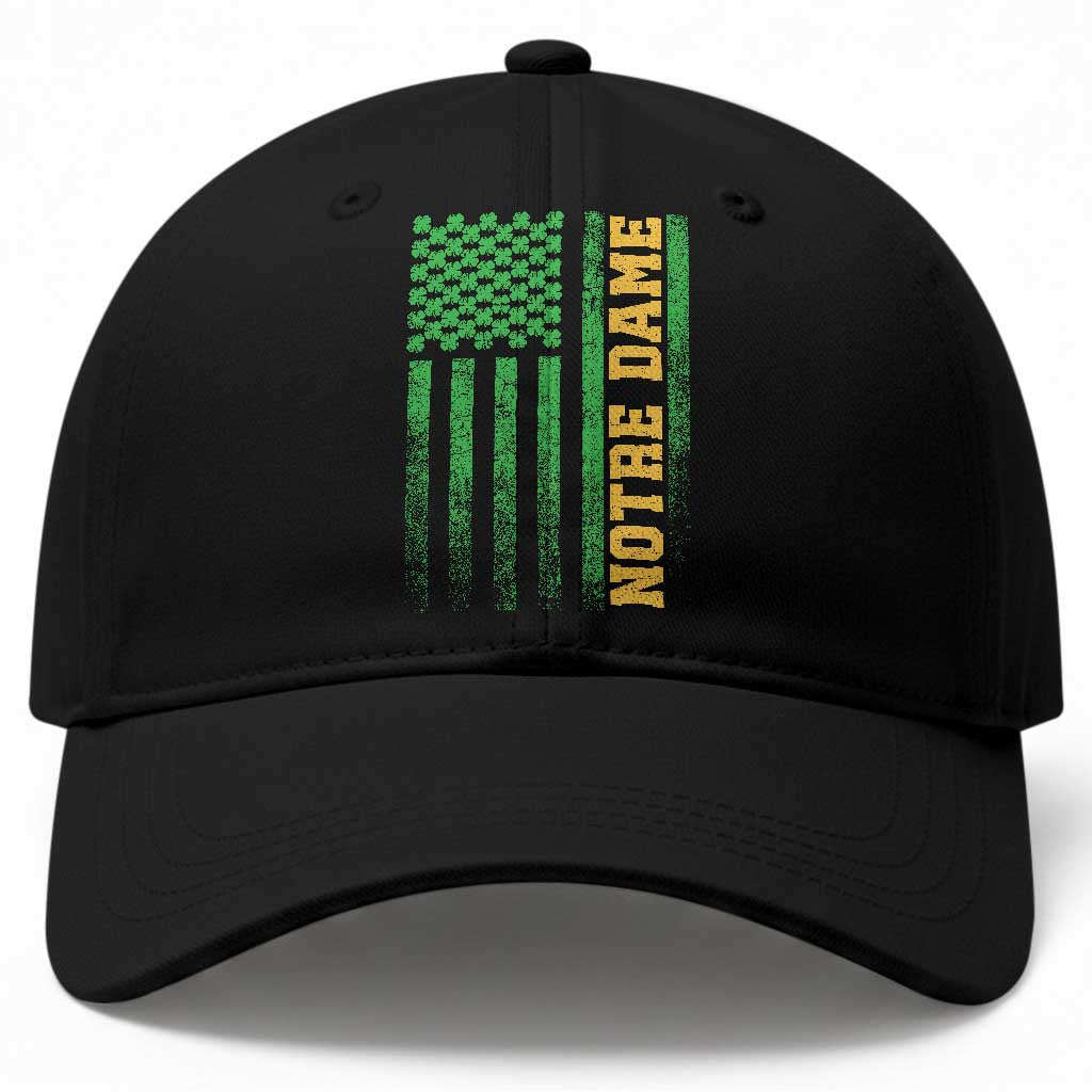 Vintage Notre Dame Indiana Shamrock American Flag Baseball Cap TS11 Print Your Wear