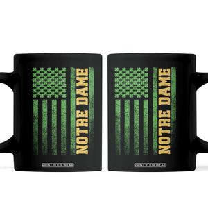 Vintage Notre Dame Indiana Shamrock American Flag Coffee Mug