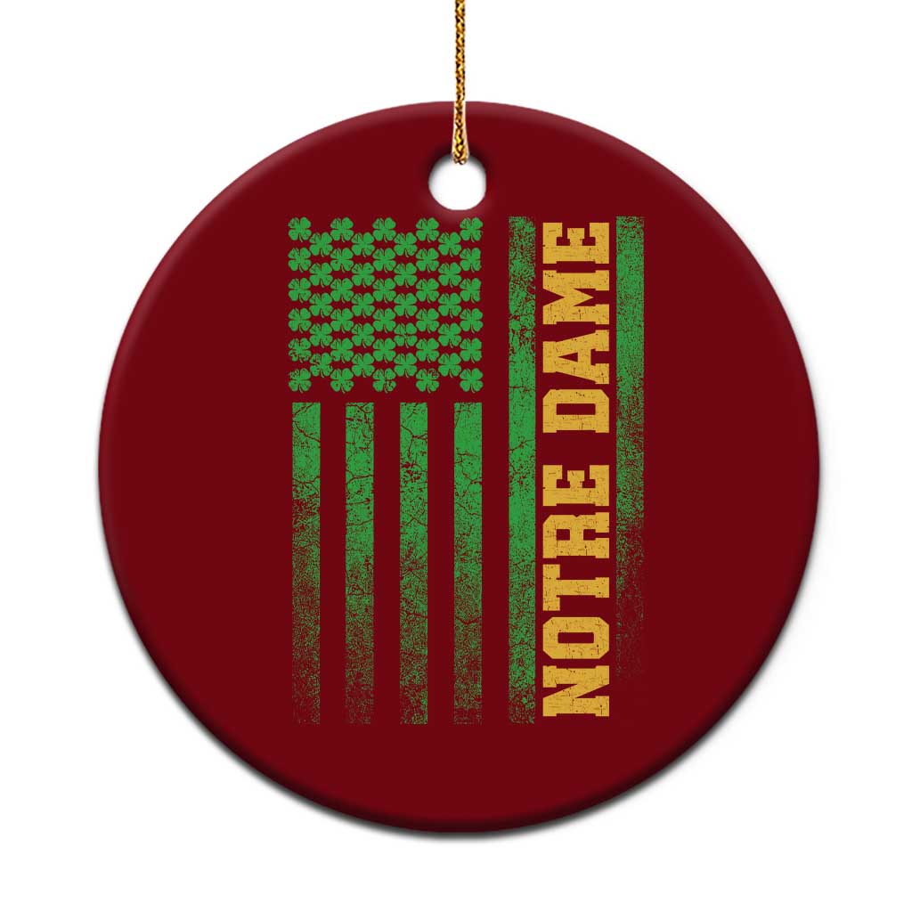 Vintage Notre Dame Indiana Shamrock American Flag Ceramic Ornament TS11 1pc Red Print Your Wear