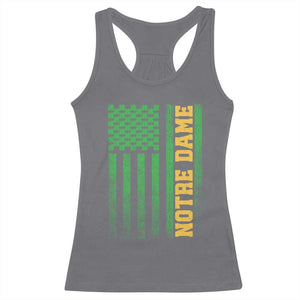 Vintage Notre Dame Indiana Shamrock American Flag Racerback Tank Top