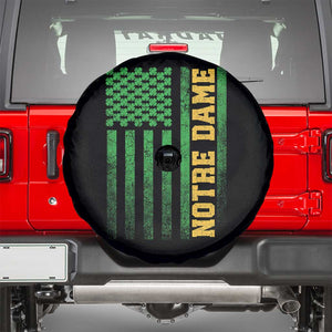 Vintage Notre Dame Indiana Shamrock American Flag Spare Tire Cover