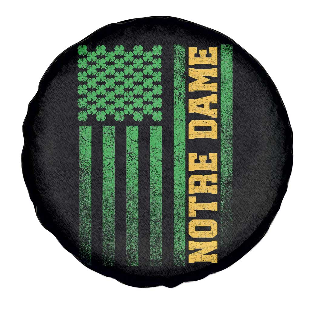 Vintage Notre Dame Indiana Shamrock American Flag Spare Tire Cover