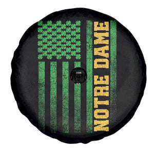 Vintage Notre Dame Indiana Shamrock American Flag Spare Tire Cover