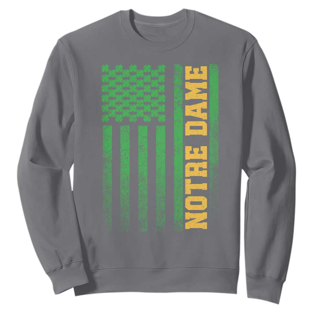 Vintage Notre Dame Indiana Shamrock American Flag Sweatshirt