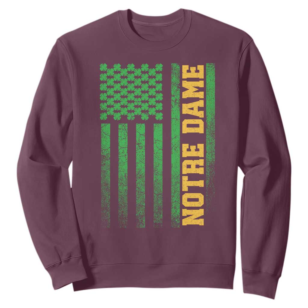 Vintage Notre Dame Indiana Shamrock American Flag Sweatshirt