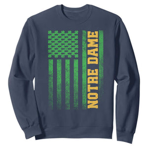 Vintage Notre Dame Indiana Shamrock American Flag Sweatshirt