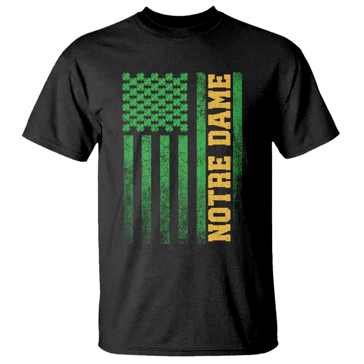 Vintage Notre Dame Indiana Shamrock American Flag T Shirt