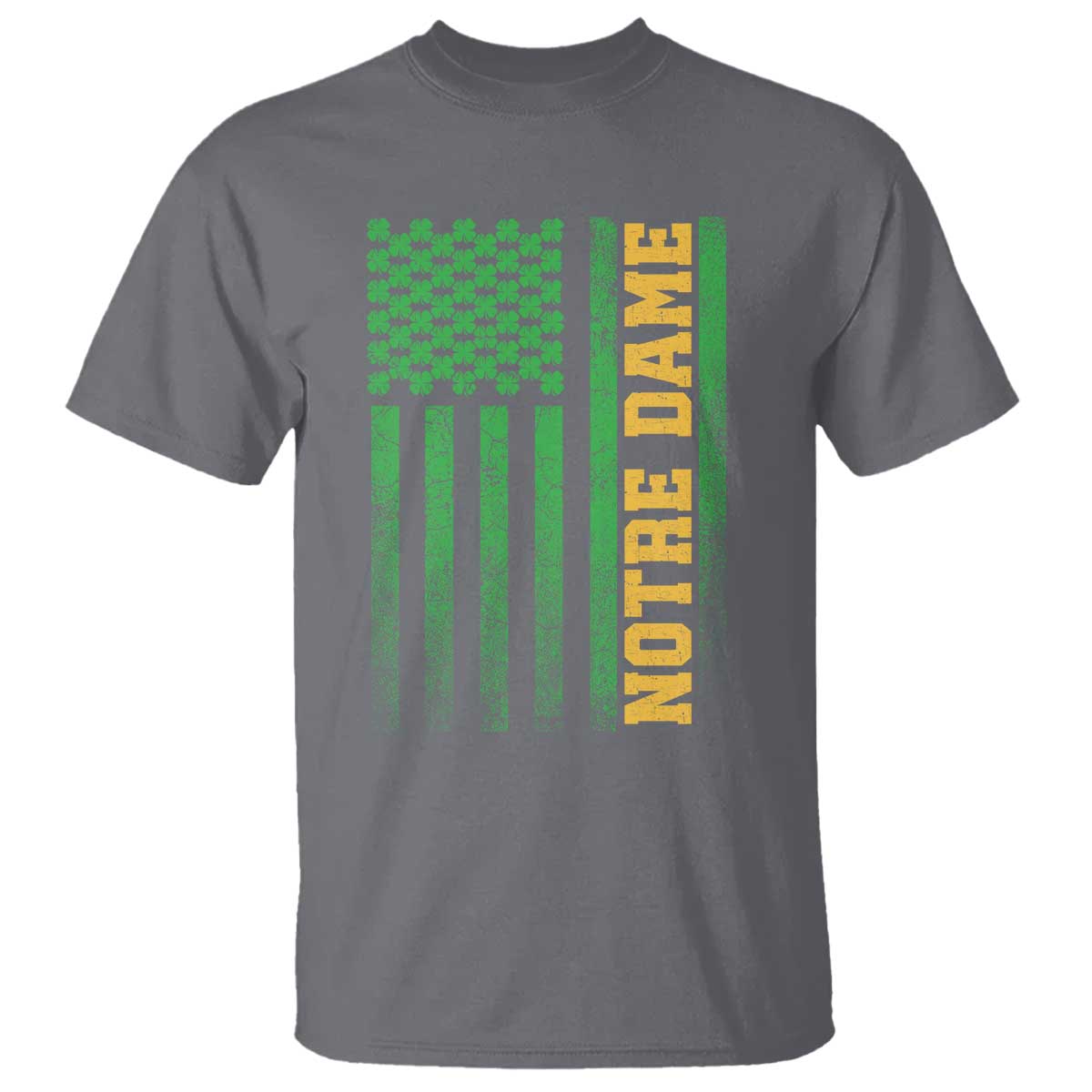 Vintage Notre Dame Indiana Shamrock American Flag T Shirt