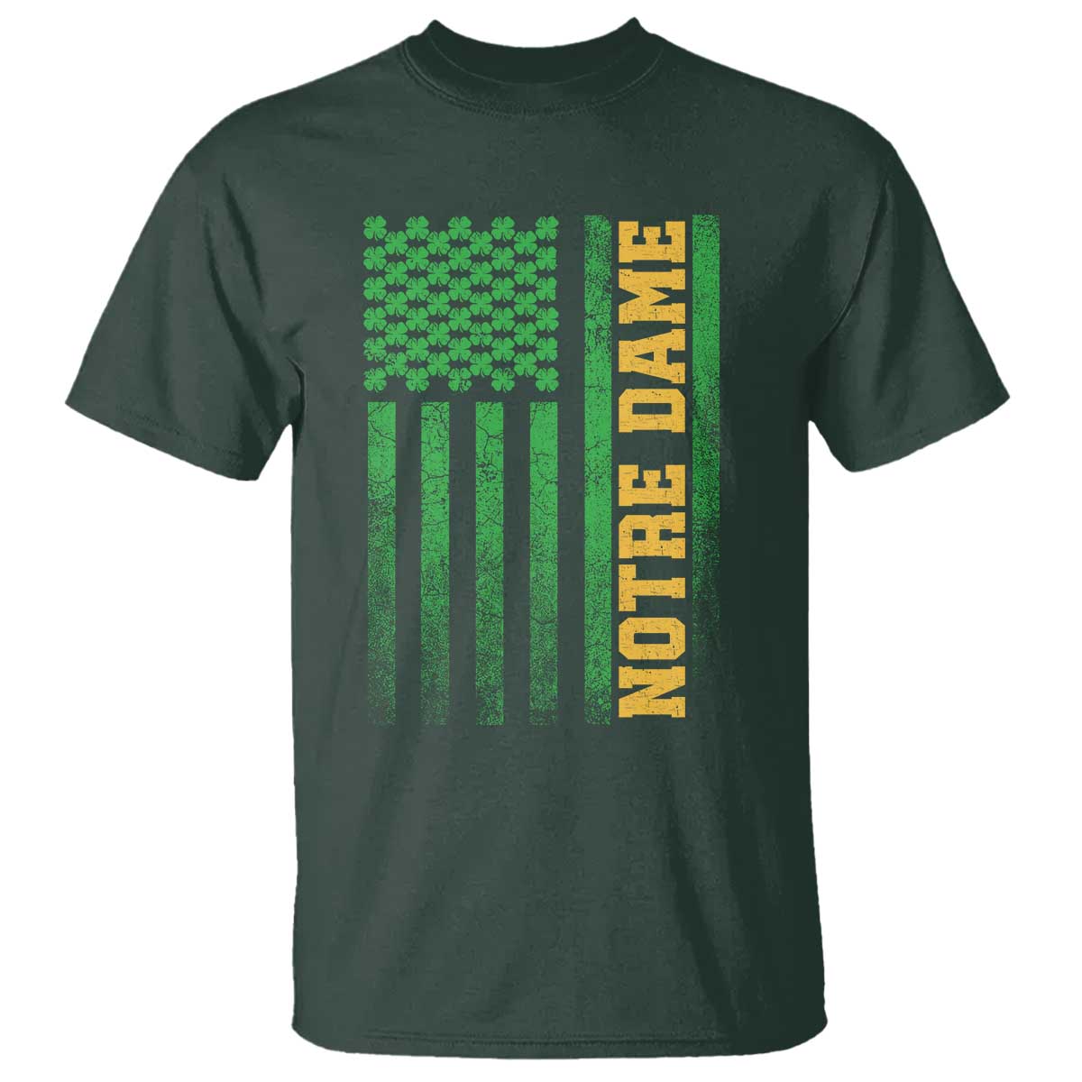 Vintage Notre Dame Indiana Shamrock American Flag T Shirt