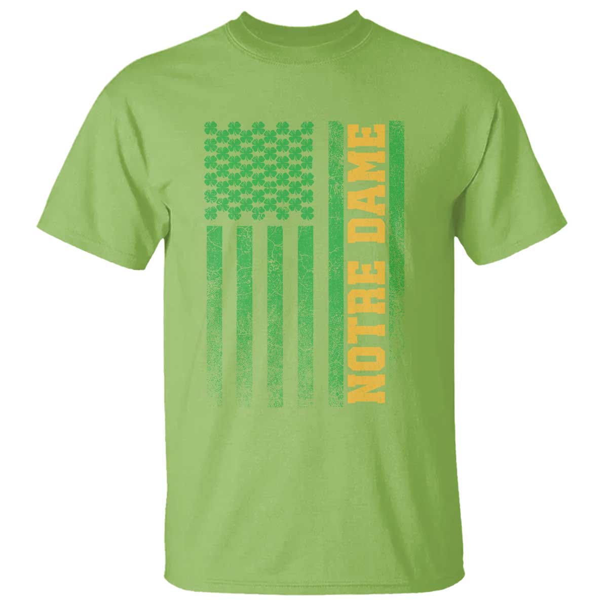 Vintage Notre Dame Indiana Shamrock American Flag T Shirt