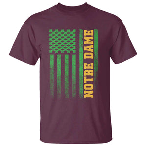 Vintage Notre Dame Indiana Shamrock American Flag T Shirt