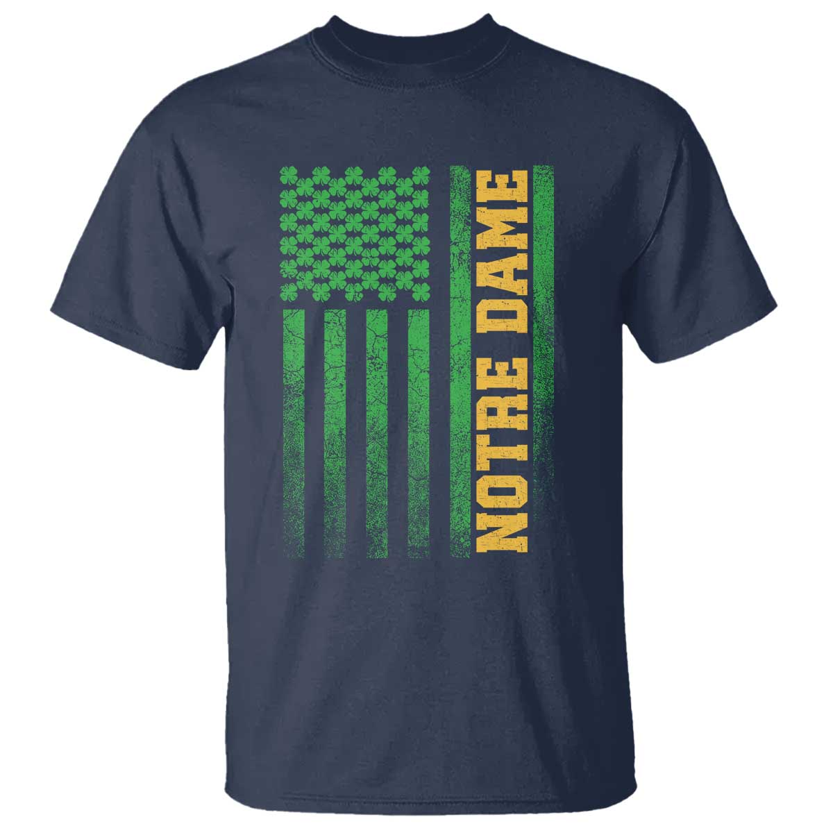 Vintage Notre Dame Indiana Shamrock American Flag T Shirt