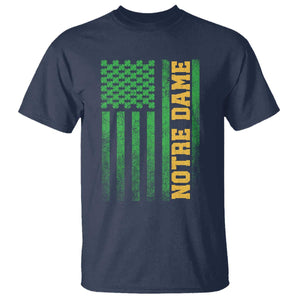 Vintage Notre Dame Indiana Shamrock American Flag T Shirt