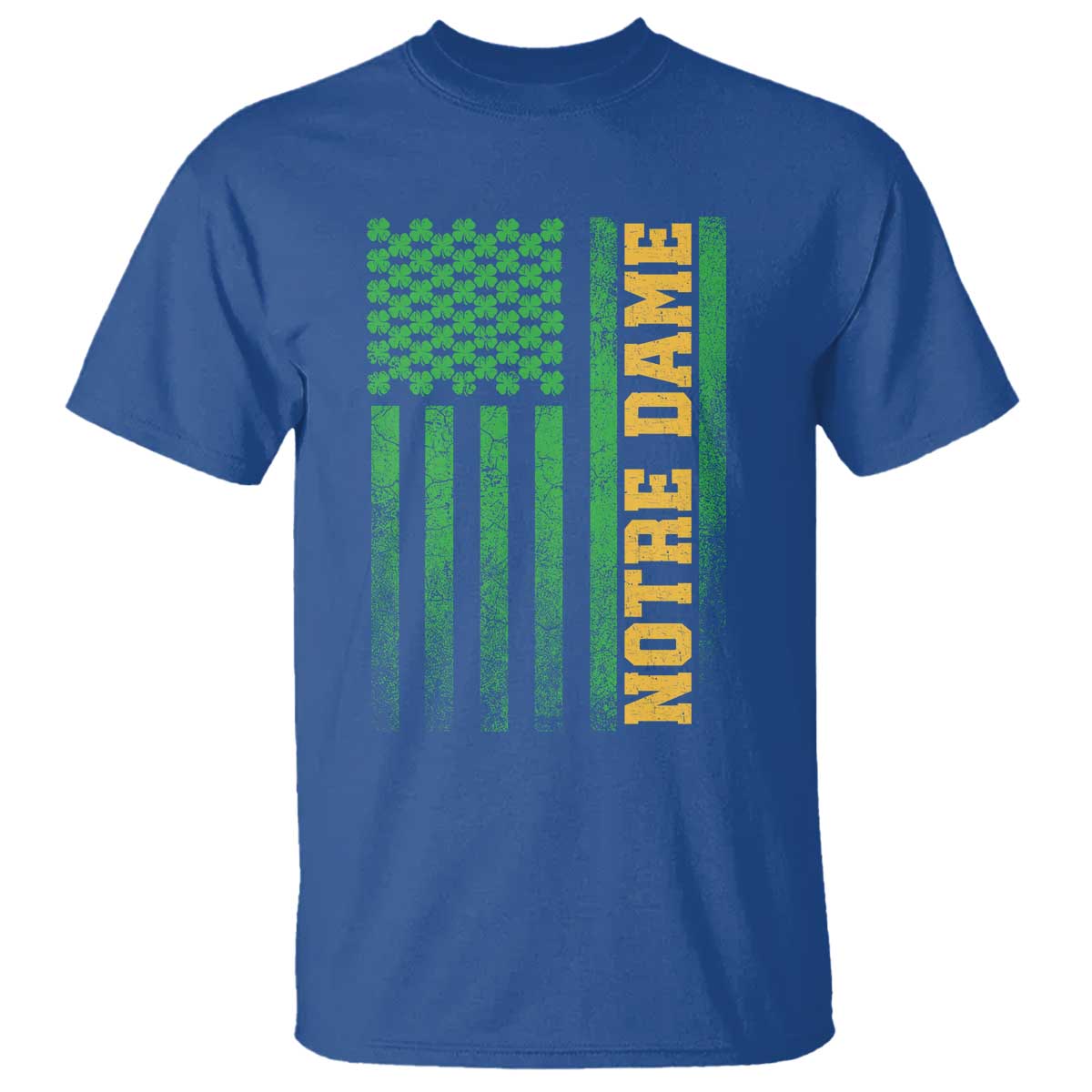 Vintage Notre Dame Indiana Shamrock American Flag T Shirt