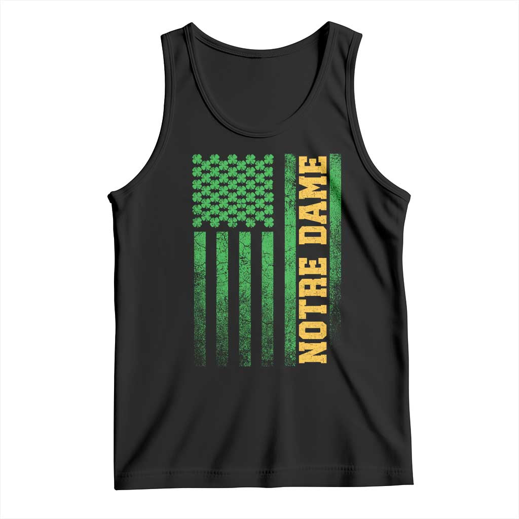 Vintage Notre Dame Indiana Shamrock American Flag Tank Top TS11 Black Print Your Wear