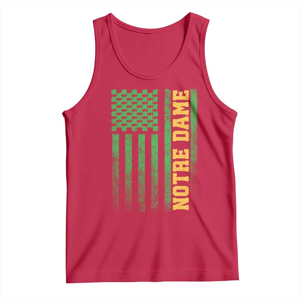 Vintage Notre Dame Indiana Shamrock American Flag Tank Top