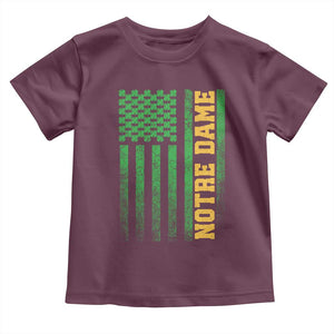 Vintage Notre Dame Indiana Shamrock American Flag Toddler T Shirt