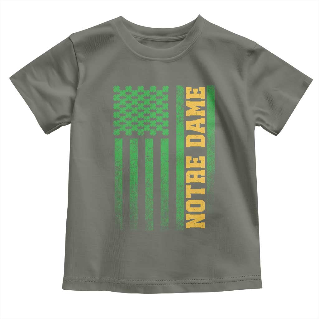 Vintage Notre Dame Indiana Shamrock American Flag Toddler T Shirt