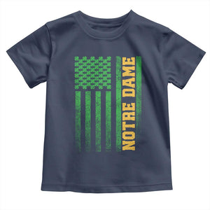 Vintage Notre Dame Indiana Shamrock American Flag Toddler T Shirt