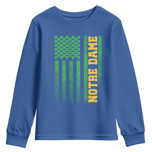 Vintage Notre Dame Indiana Shamrock American Flag Youth Sweatshirt