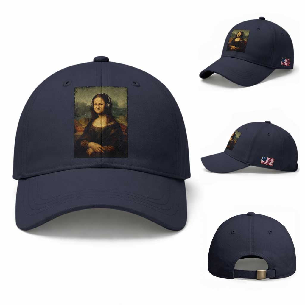 Funny Mona Lisa Bass Face Music Lovers DJs Baseball Cap