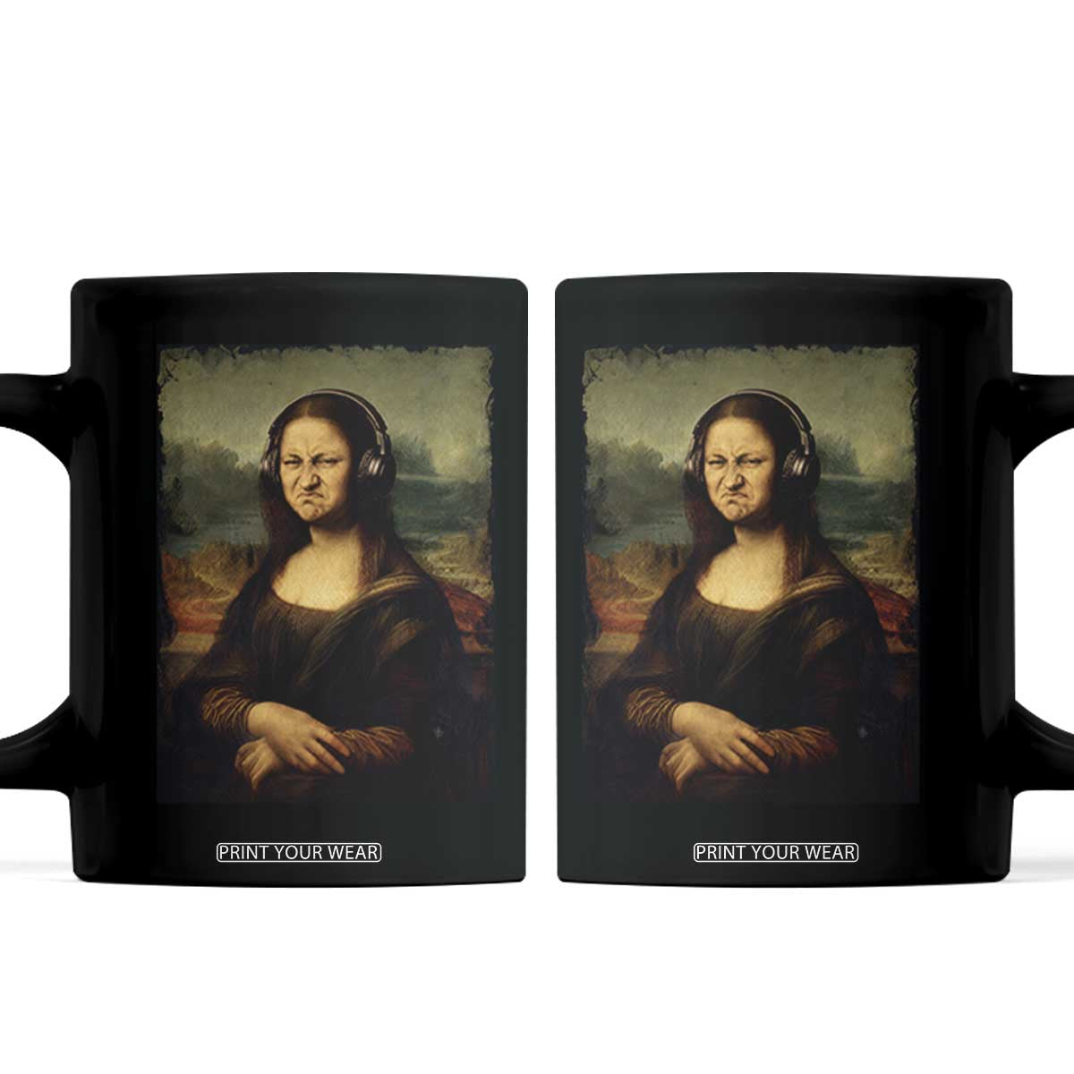 Funny Mona Lisa Bass Face Music Lovers DJs Coffee Mug TS11 Black Print Your Wear