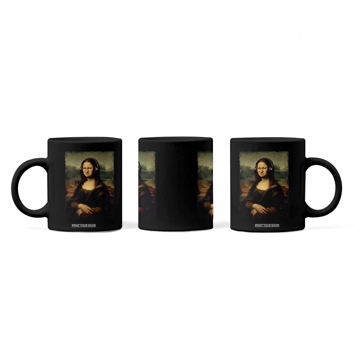Funny Mona Lisa Bass Face Music Lovers DJs Coffee Mug