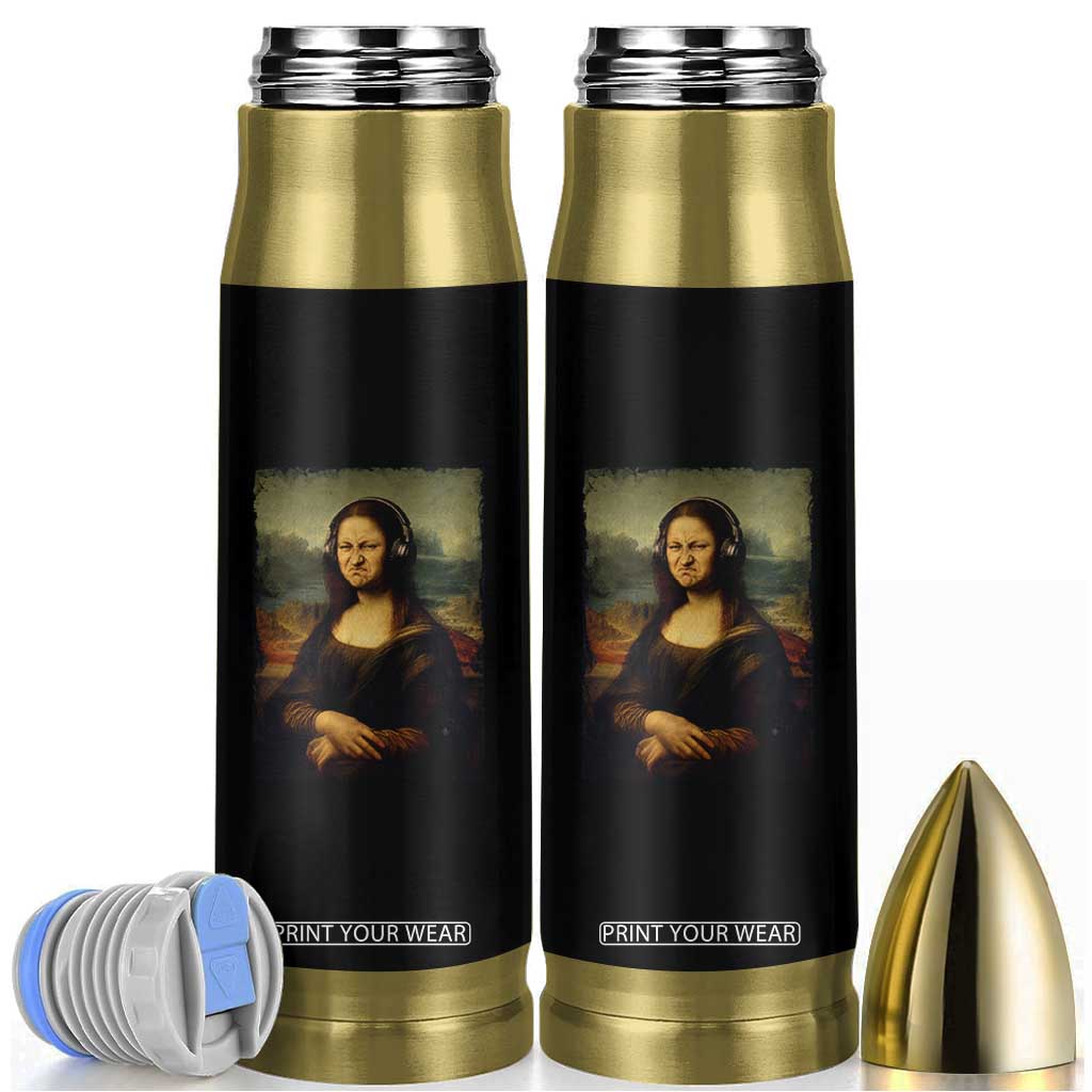 Funny Mona Lisa Bass Face Music Lovers DJs Bullet Tumbler TS11 Black Print Your Wear