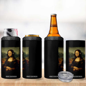 Funny Mona Lisa Bass Face Music Lovers DJs 4 in 1 Can Cooler Tumbler