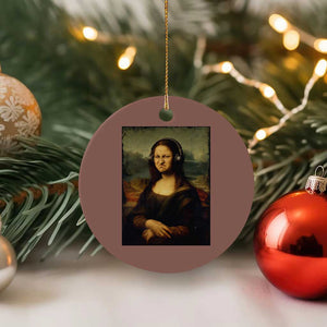 Funny Mona Lisa Bass Face Music Lovers DJs Ceramic Ornament