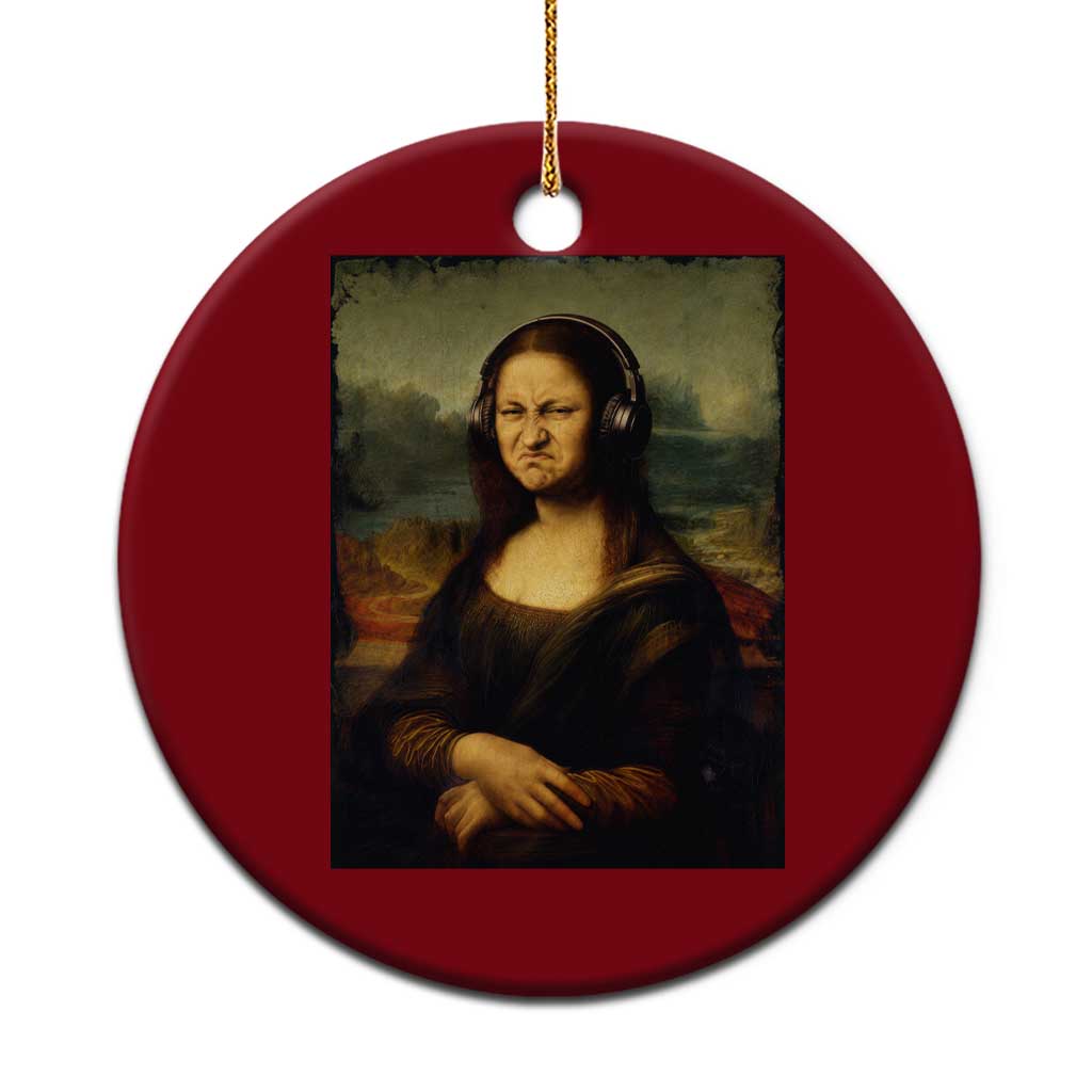 Funny Mona Lisa Bass Face Music Lovers DJs Ceramic Ornament