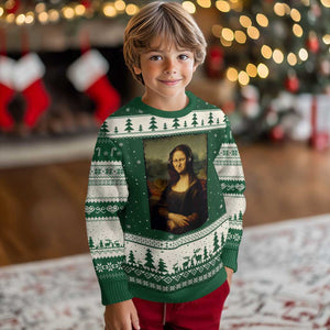 Funny Mona Lisa Bass Face Music Lovers DJs Ugly Christmas Sweater