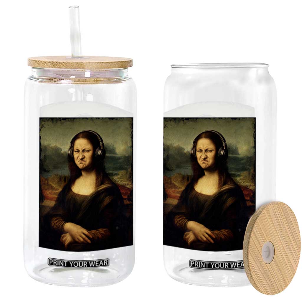 Funny Mona Lisa Bass Face Music Lovers DJs Glass Can